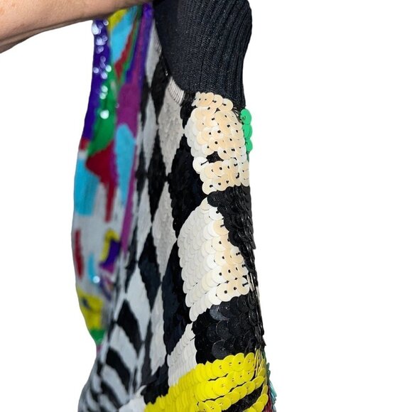 Gantos Vintage 1980s Womens Bomber Jacket Size Small Sequins Abstract Art - Picture 13 of 16